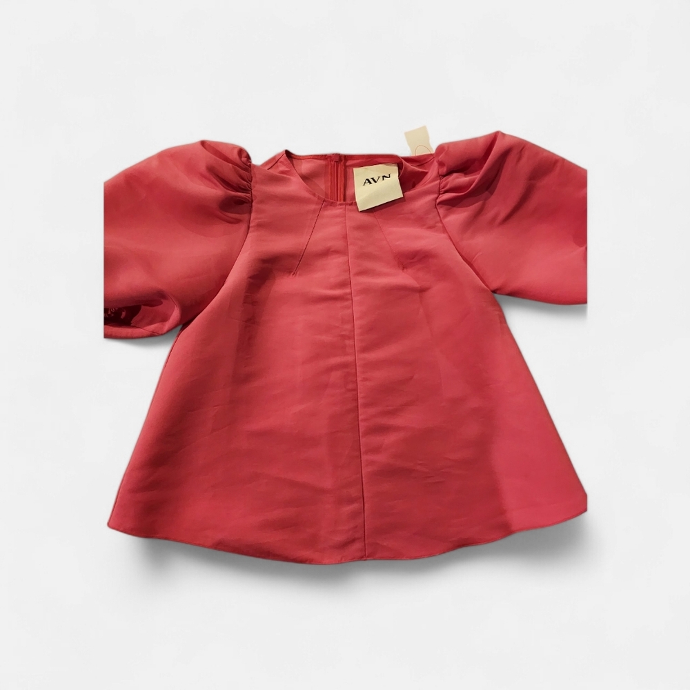 AVN PUFF SLEEVES CREW NECK PINK TOP 38 MADE IN ITALY